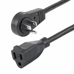 StarTech 10ft Power Extension Cord, Rotating Flat Plug Extension Cord, NEMA 5-15P to NEMA 5-15R Cable, 16 AWG, 125V/13A, UL Certified