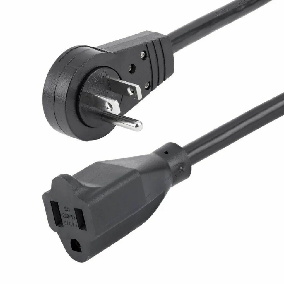 StarTech 10ft Power Extension Cord, Rotating Flat Plug Extension Cord, NEMA 5-15P to NEMA 5-15R Cable, 16 AWG, 125V/13A, UL Certified