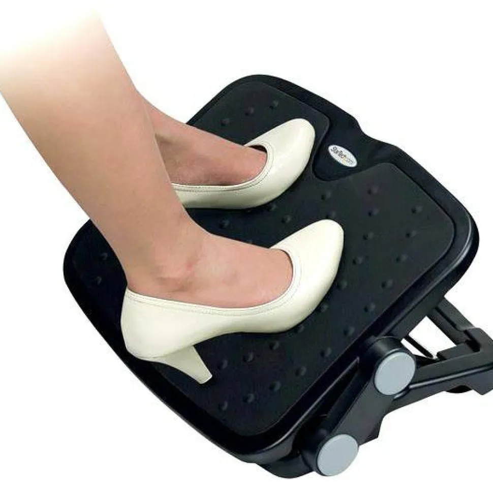 StarTech Adjustable Under Desk Foot Rest, Ergonomic Footrest, Large 18x14in, Office Footrest Stool w/ Adjustable Height, Angle, TAA