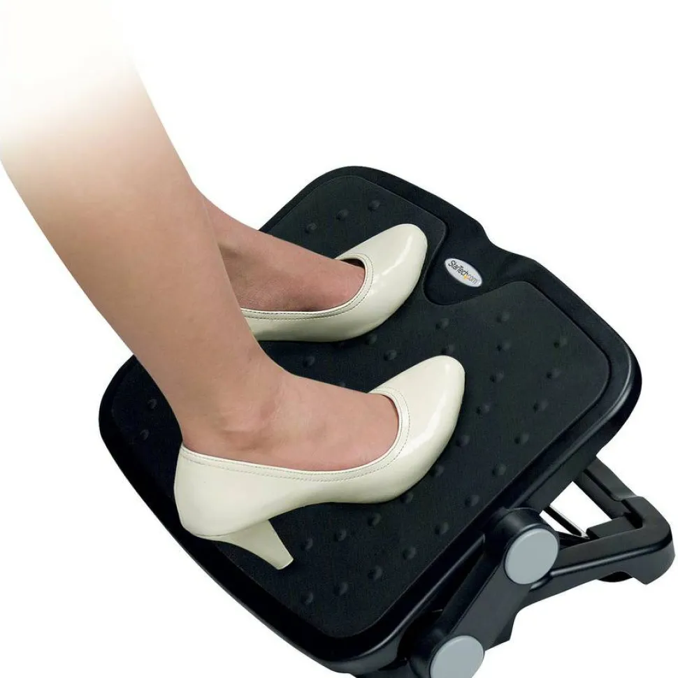 StarTech Adjustable Under Desk Foot Rest, Ergonomic Footrest, Large 18x14in, Office Footrest Stool w/ Adjustable Height, Angle, TAA