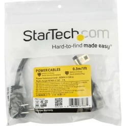 StarTech.com 1 ft Flat Extension Cord - NEMA 5-15R to NEMA Right-Angle 5-15P Power Cable - Low Profile Extension Cord - Right Angle Power Cord