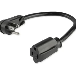 StarTech.com 1 ft Flat Extension Cord - NEMA 5-15R to NEMA Right-Angle 5-15P Power Cable - Low Profile Extension Cord - Right Angle Power Cord