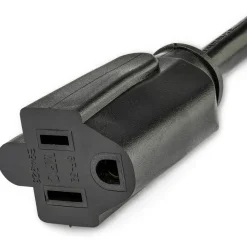 StarTech.com 1 ft Flat Extension Cord - NEMA 5-15R to NEMA Right-Angle 5-15P Power Cable - Low Profile Extension Cord - Right Angle Power Cord