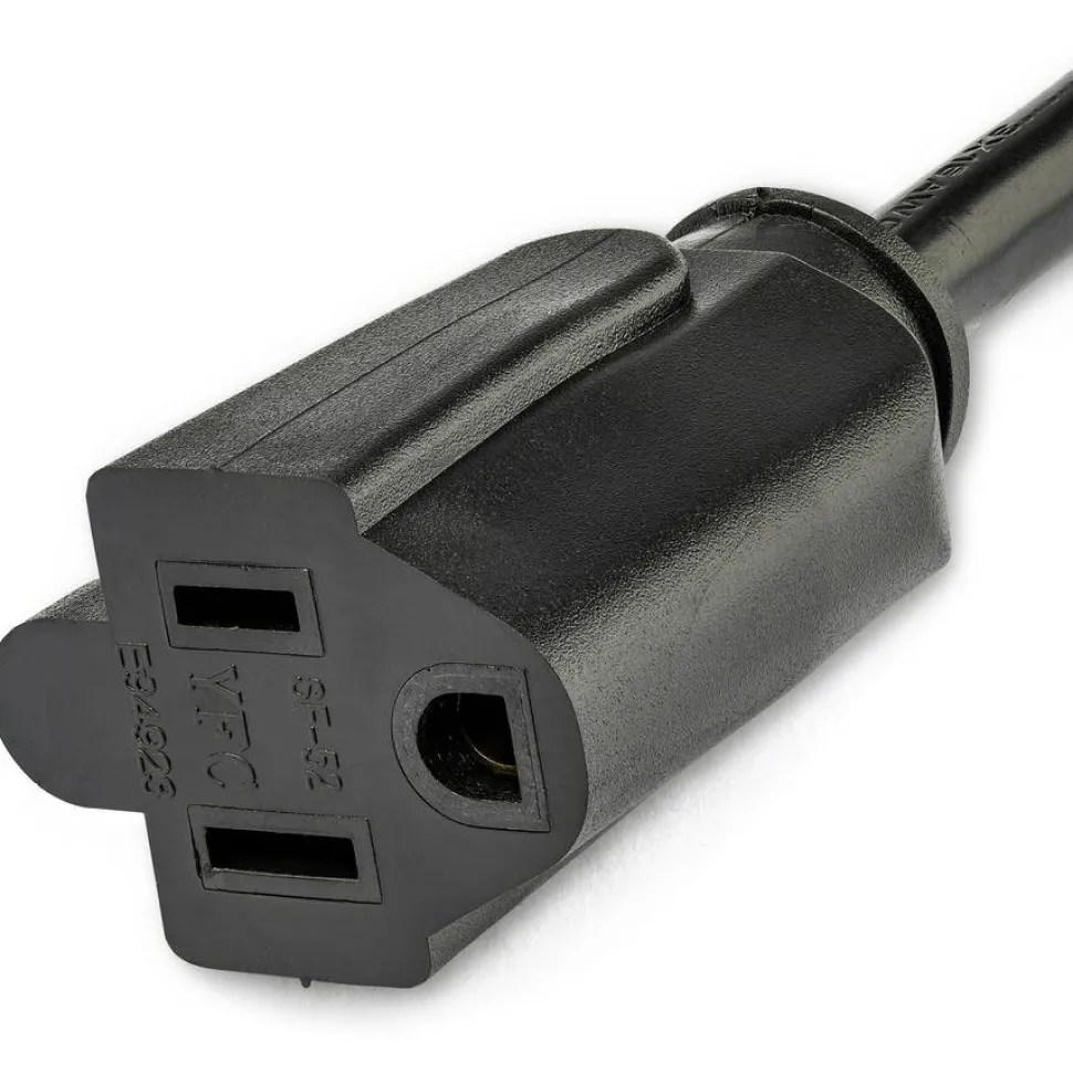 StarTech.com 1 ft Flat Extension Cord - NEMA 5-15R to NEMA Right-Angle 5-15P Power Cable - Low Profile Extension Cord - Right Angle Power Cord