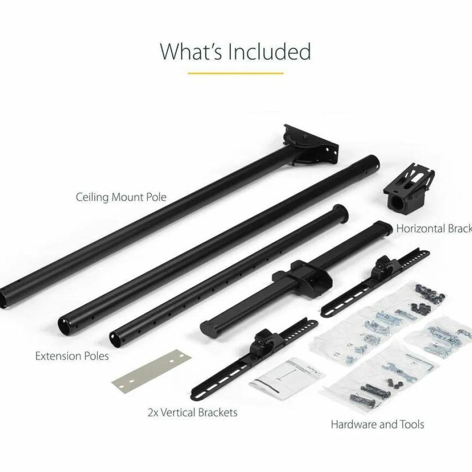 StarTech.com Ceiling TV Mount For 32 to 75" TVs, 8.2' to 9.8' Long Pole