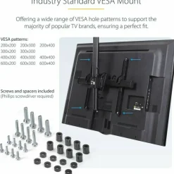 StarTech.com Ceiling TV Mount For 32" to 75" TVs, 1.8' to 3' Short Pole