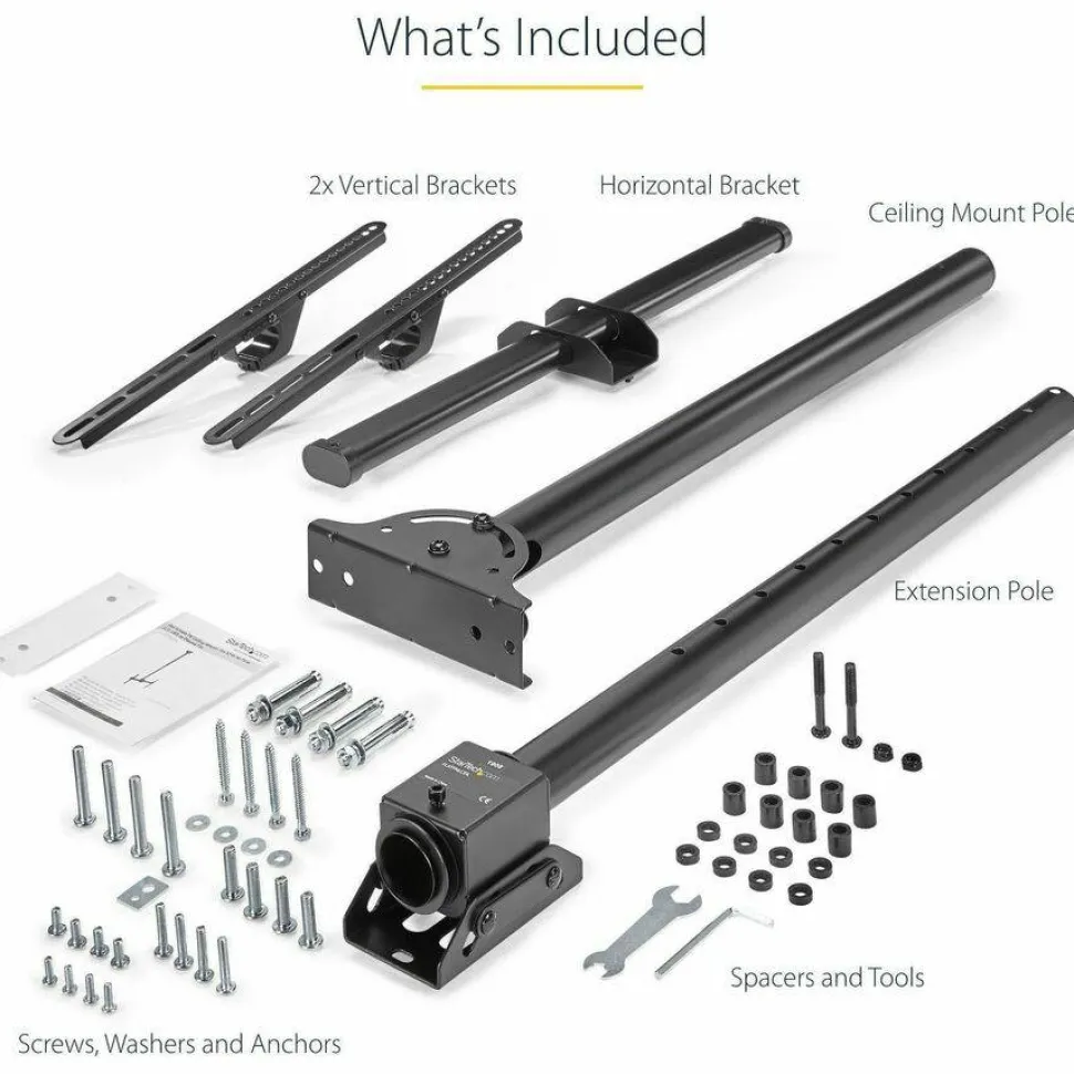 StarTech.com Ceiling TV Mount For 32 to 75" TVs, 3.5' to 5' Pole