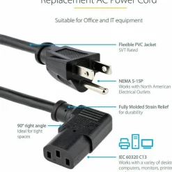 StarTech.com Computer Power Cord, 10'