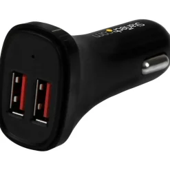 StarTech.com Dual Port USB Car Charger - Black - High Power 24W/4.8A - 2 port USB Car Charger