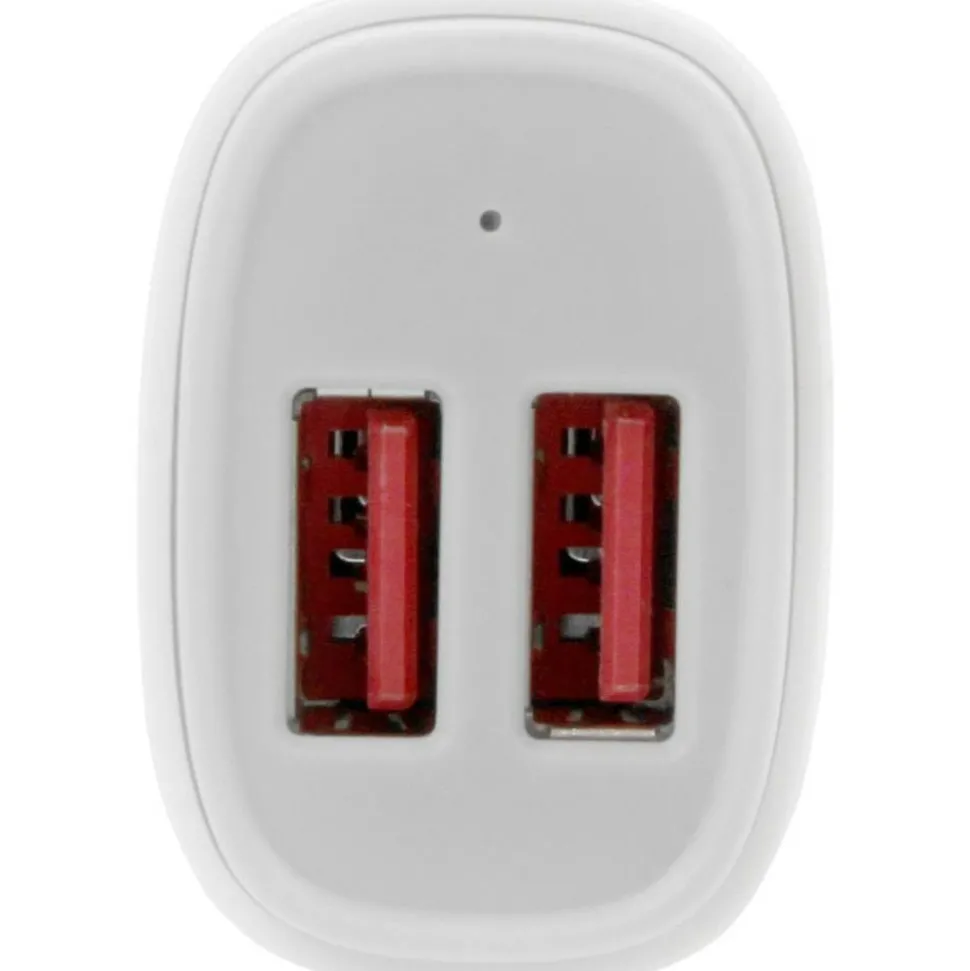 StarTech.com Dual Port USB Car Charger - White - High Power 24W/4.8A - 2 port USB Car Charger