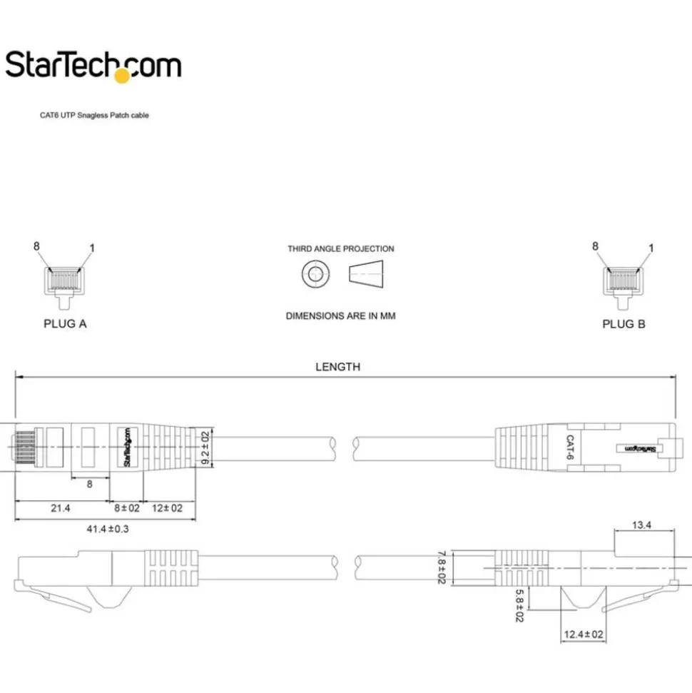 StarTech.com 12ft Black Cat6 Patch Cable with Snagless RJ45 Connectors - Cat6 Ethernet Cable - 12 ft Cat6 UTP Cable - N6PATCH12BK