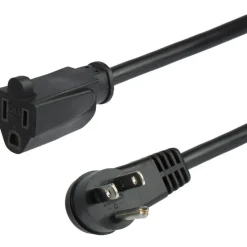 StarTech.com 3 ft Flat Extension Cord - NEMA 5-15R to NEMA Right-Angle 5-15P Power Cable - Low Profile Extension Cord - Right Angle Power Cord