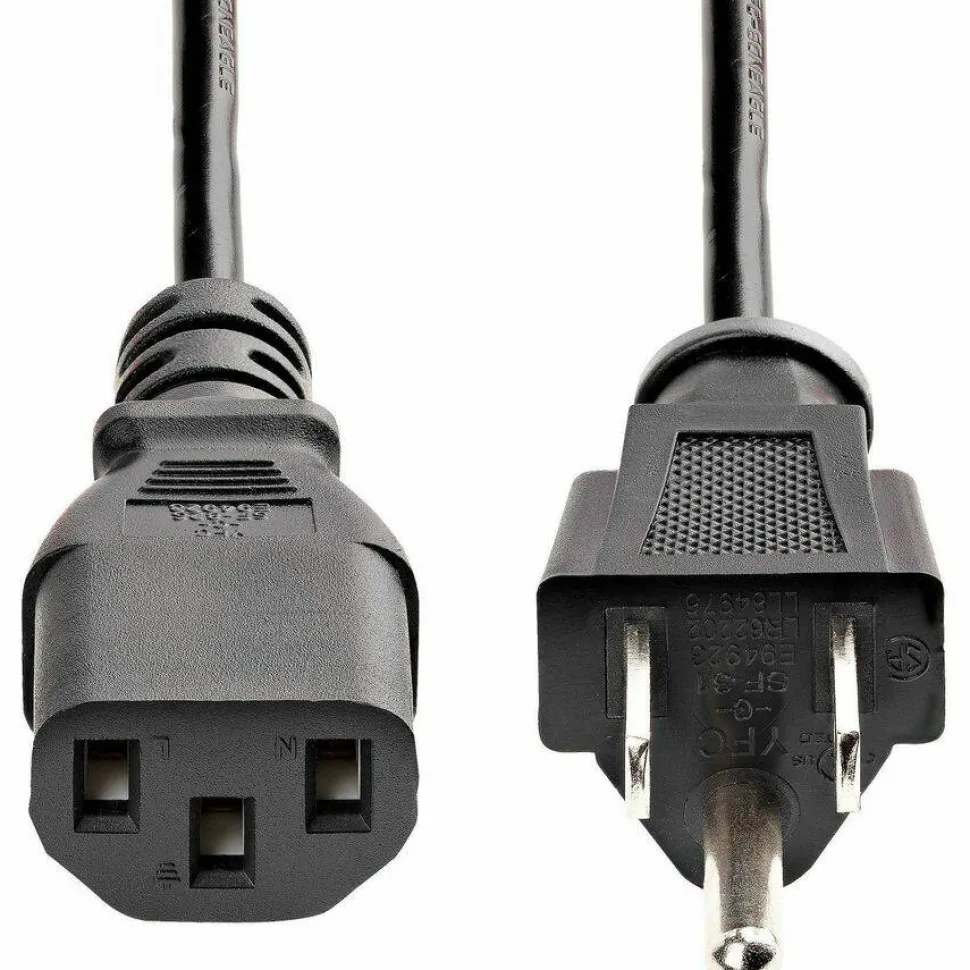 StarTech.com 6ft (2m) Computer Power Cord, NEMA 5-15P to C13, 10A 125V, 18AWG, Black Replacement AC PC Power Cord, TV/Monitor Power Cable