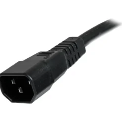 StarTech.com 3ft (1m) Heavy Duty Extension Cord, IEC C14 to IEC C15 Black Extension Cord, 15A 125V, 14AWG, Heavy Gauge Power Cable