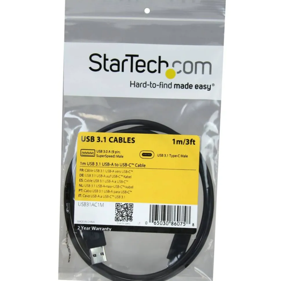 StarTech.com 3ft 1m USB to USB C Cable - USB 3.1 10Gpbs - USB-IF Certified - USB A to USB C Cable - USB 3.1 Type C Cable - USB31AC1M