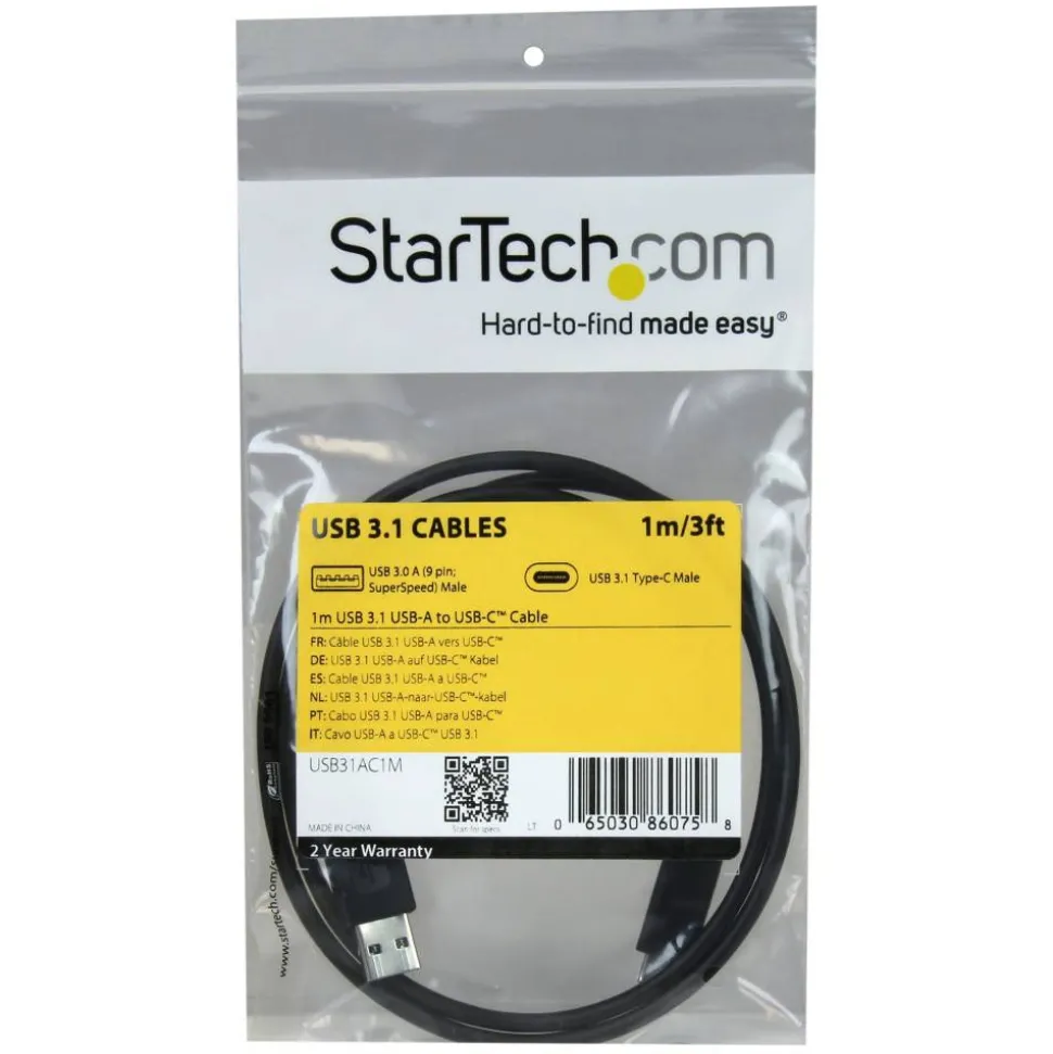 StarTech.com 3ft 1m USB to USB C Cable - USB 3.1 10Gpbs - USB-IF Certified - USB A to USB C Cable - USB 3.1 Type C Cable - USB31AC1M
