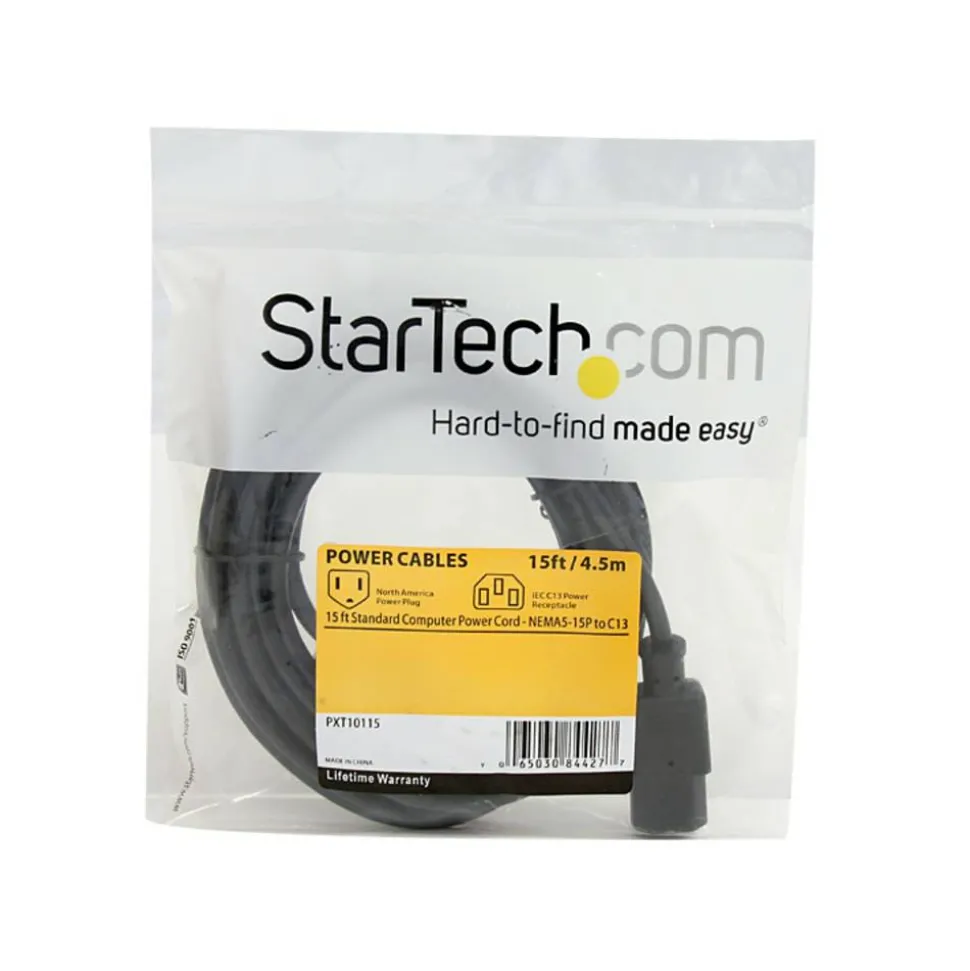 StarTech.com 15 ft Standard Computer Power Cord - NEMA5-15P to C13