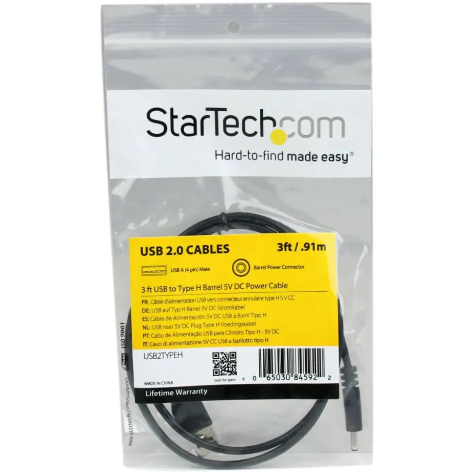StarTech.com 3 ft USB to Type H Barrel 5V DC Power Cable - Charge your 5V DC Devices using a Laptop or Desktop USB Port - USB2TYPEH