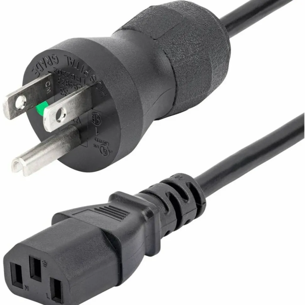 StarTech.com Hospital Grade NEMA 5-15P To C13 Monitor Power Cable, 6'
