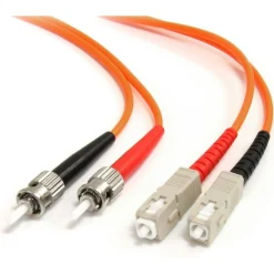 StarTech.com 1m Fiber Optic Cable - Multimode Duplex 62.5/125 - LSZH - ST /SC - OM1 - ST to SC Fiber Patch Cable - Connect fiber network devices