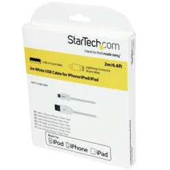 StarTech.com 2m (6ft) Long White Apple 8-pin Lightning Connector to USB Cable - USBLT2MW