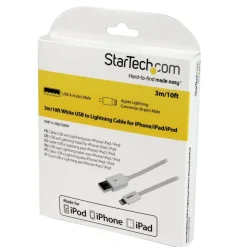 StarTech.com 3m (10ft) Long White Apple 8-pin Lightning Connector to USB Cable - USBLT3MW
