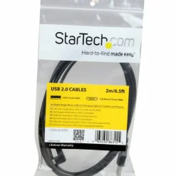 StarTech.com 2m 6 ft Right Angle Micro-USB Charge and Sync Cable M/M - USB 2.0 A to Micro USB - 24 AWG - USBAUB2MRA