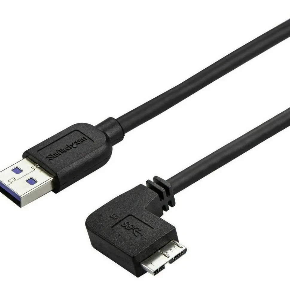StarTech.com 2m 6 ft Slim Micro USB 3.0 Cable - M/M - USB 3.0 A to Right-Angle Micro USB - USB 3.1 Gen 1 (5 Gbps) - 6.56 ft USB Data Transfer Cable