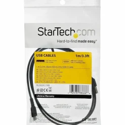 StarTech.com 1 m / 3.3 ft USB C Cable - Hight Quality USB 2.0 Type C Cable - Black - Durable USB Charging Cable (RUSB2CC1MB)