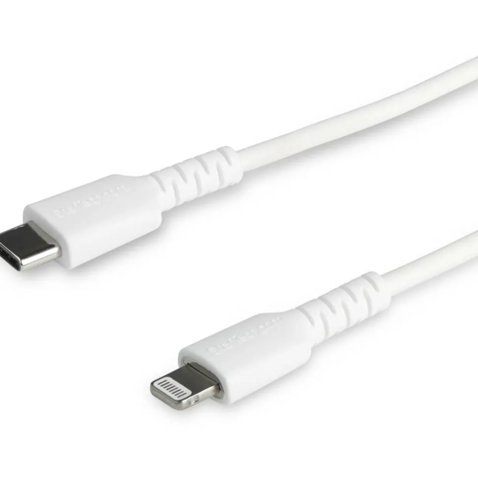 StarTech.com 2m/6.6ft USB C to Lightning Cable - MFi Certified - Heavy Duty Lightning Cable - White - Durable USB Charging Cable (RUSBCLTMM2MW)