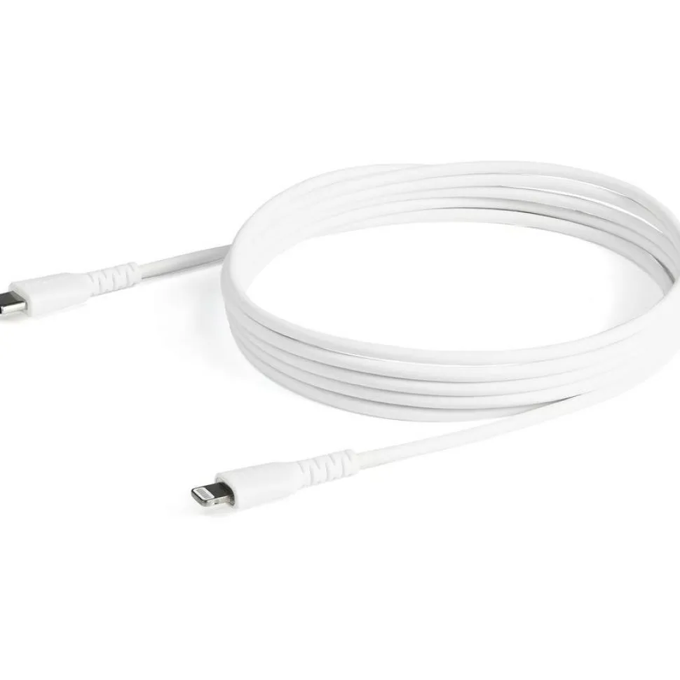 StarTech.com 2m/6.6ft USB C to Lightning Cable - MFi Certified - Heavy Duty Lightning Cable - White - Durable USB Charging Cable (RUSBCLTMM2MW)