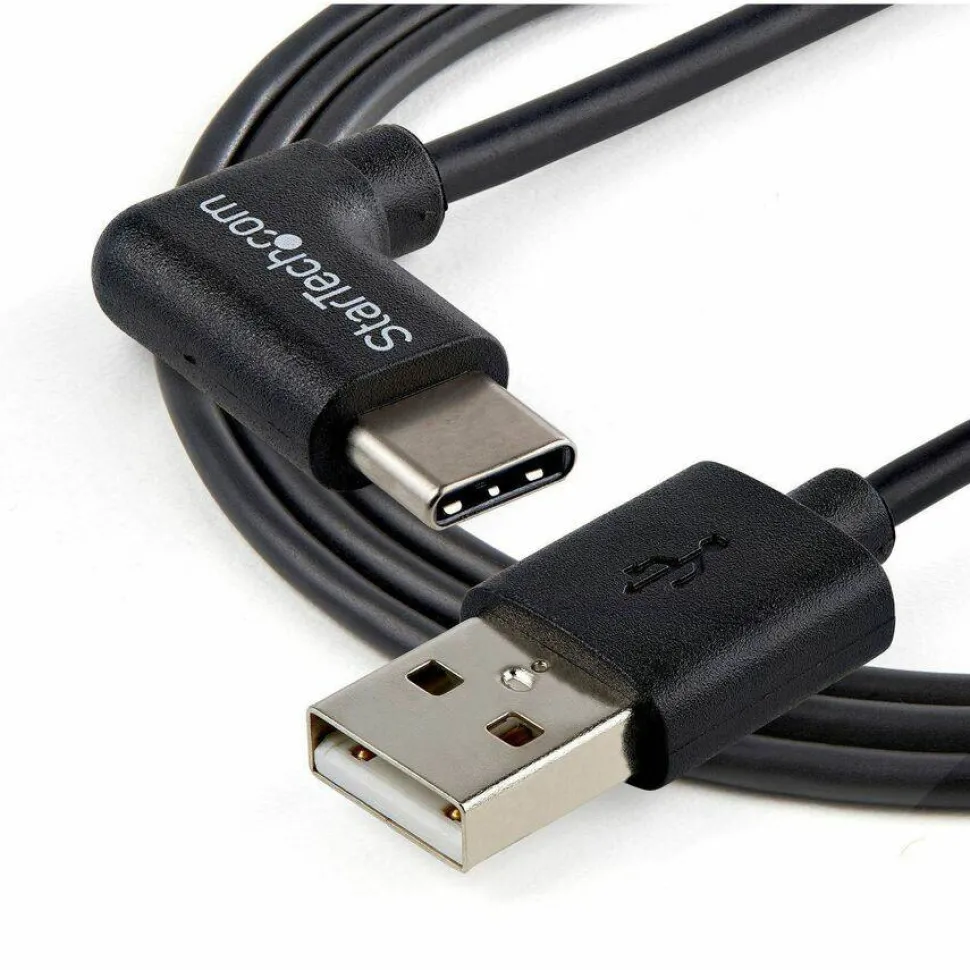 StarTech.com 1m 3ft USB to USB C Cable - Right Angle USB Cable - M/M - USB 2.0 Cable - Black