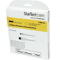 StarTech.com 1m (3ft) White Apple 8-pin Lightning Connector to USB Cable - USBLT1MW
