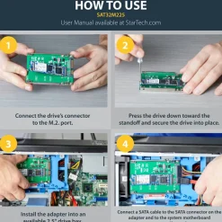 StarTech.com M.2 SATA SSD to 2.5in SATA Adapter Converter - Convert an M.2 SSD into a 7mm high 2.5in SATA 6Gbps Open Frame SSD
