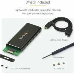 StarTech.com M.2 SSD Enclosure for M.2 SATA SSDs - USB 3.1 (10Gbps) with USB-C Cable - External Enclosure - SM21BMU31C3