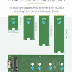 StarTech.com M.2 SSD Enclosure for M.2 SATA SSDs - USB 3.1 (10Gbps) with USB-C Cable - External Enclosure - SM21BMU31C3