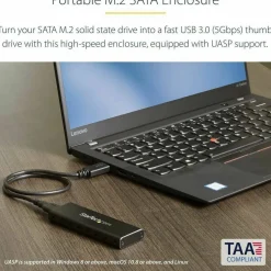 StarTech.com M.2 SSD Enclosure for M.2 SATA External Solid State Drives, USB, SM2NGFFMBU33