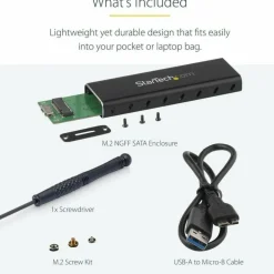 StarTech.com M.2 SSD Enclosure for M.2 SATA External Solid State Drives, USB, SM2NGFFMBU33