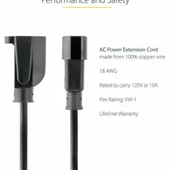 StarTech.com PAC100 Computer Power Cord, 1 ft