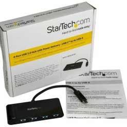 StarTech.com 4 Port USB C Hub with 4x USB Type-A USB 3.0 SuperSpeed 5Gbps - 60W Power Delivery Passthrough - HB30C4AFPD