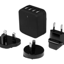 StarTech.com Travel USB Wall Charger - 4 Port - Black - Universal Travel Adapter - International Power Adapter - USB Charger