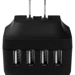 StarTech.com Travel USB Wall Charger - 4 Port - Black - Universal Travel Adapter - International Power Adapter - USB Charger