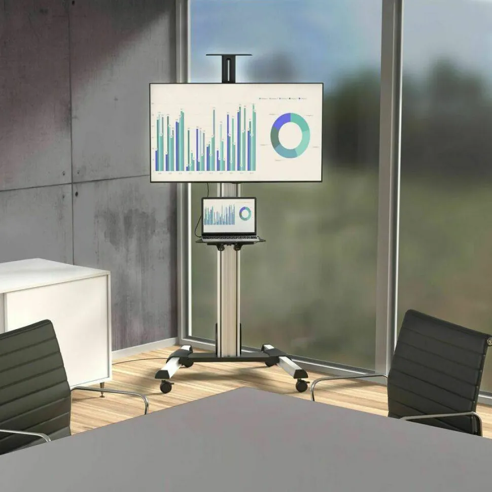 StarTech.com TV Cart - For 32" to 75" Displays - AV Cart - Adjustable - Lockable Wheels - Flat Screen TV Cart - STNDMTV70