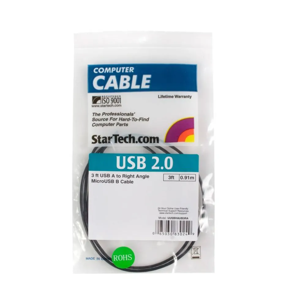 StarTech.com USB cable - 4 pin USB Type A (M) - Right Angle Micro USB Type B (M) - 90 cm - Charge and sync Micro USB devices, even in tight spaces