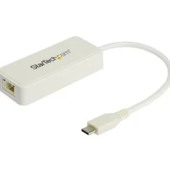 StarTech.com USB C To Gigabit Ethernet Adapter With USB A Port, White