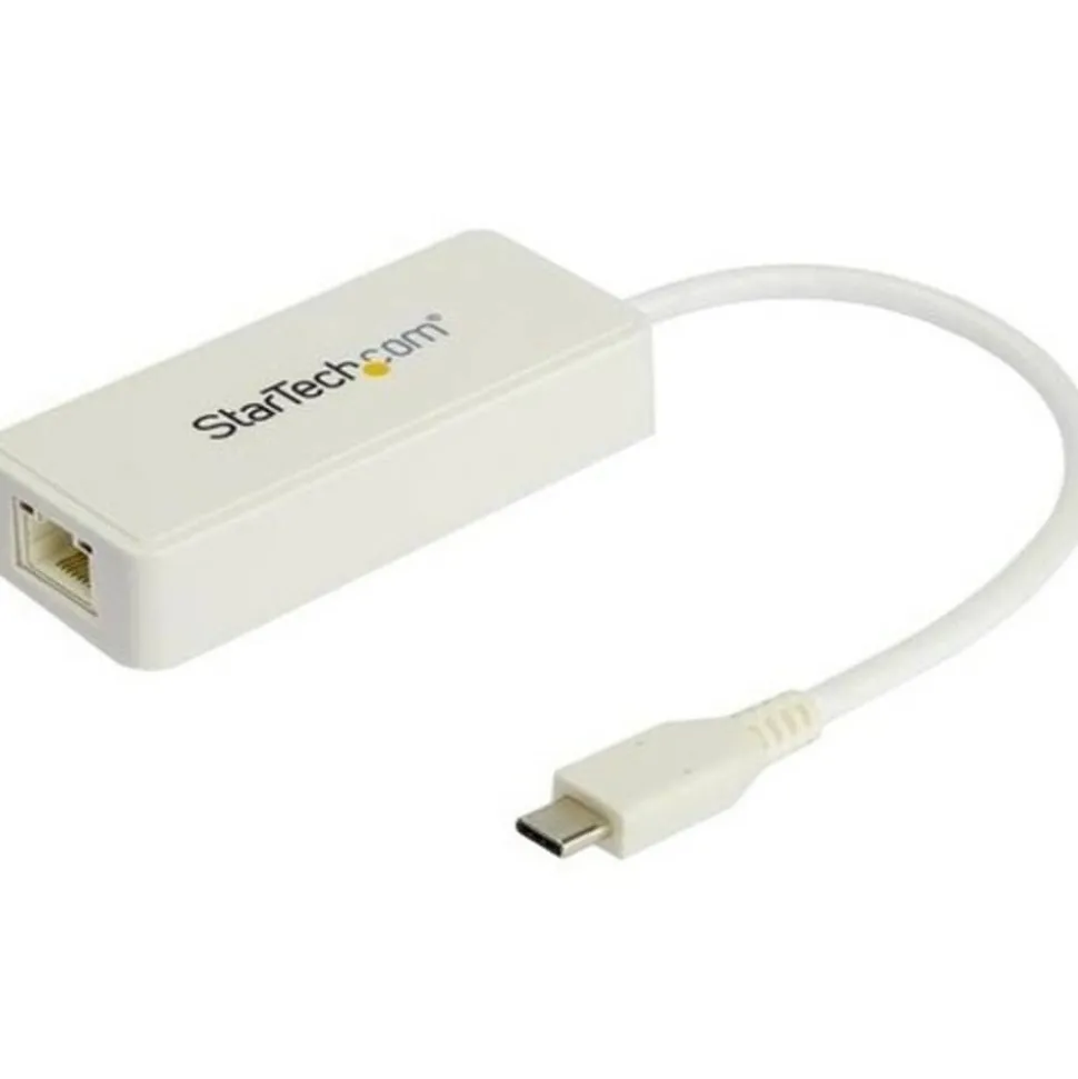 StarTech.com USB C To Gigabit Ethernet Adapter With USB A Port, White