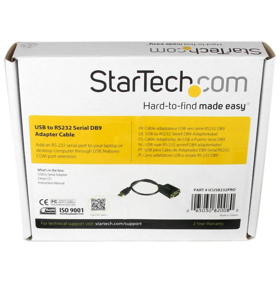 StarTech.com USB to Serial Adapter - Prolific PL-2303 - COM Port Retention - USB to RS232 Adapter Cable - ICUSB232PRO