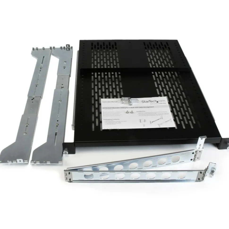 StarTech.com 2U Vented Sliding Rack Shelf w/ Cable Management Arm & Adjustable Mounting Depth - 50lbs / 22.7kg