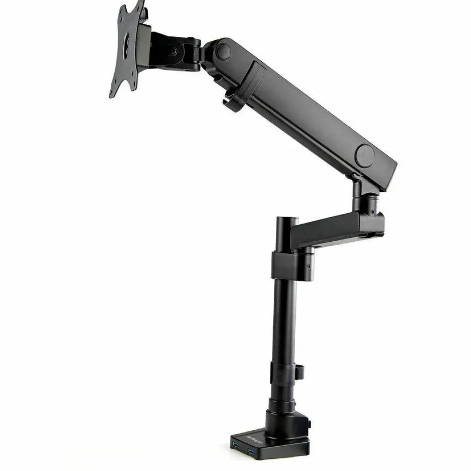 StarTech Desk Mount Monitor Arm with 2x USB 3.0 ports for VESA Display up to 34" (17.6lb/8kg), C-Clamp/Grommet, Mechanical Spring