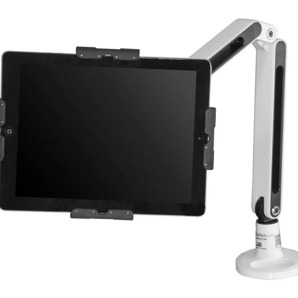 StarTech Desk-Mount Tablet Arm, Articulating, For 9" to 11" Tablets, iPad or Android Tablet Holder, Lockable, Steel, White, TAA